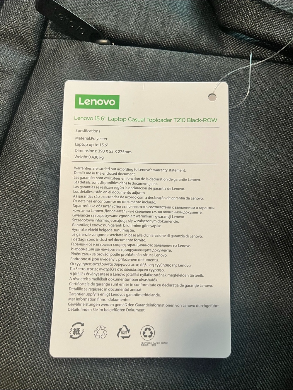 Lenovo 15.6" Laptop Casual Toploader T210 (Black) - Picture 4 of 11